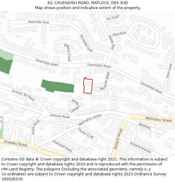 63, CAVENDISH ROAD, MATLOCK, DE4 3HD: Location map and indicative extent of plot
