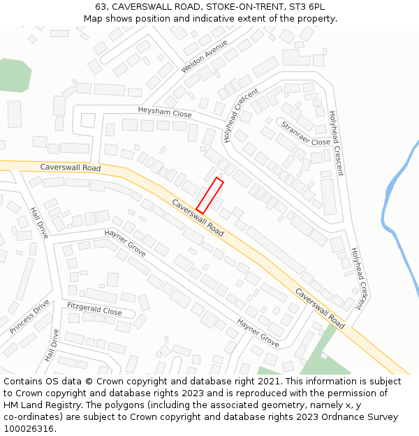 63, CAVERSWALL ROAD, STOKE-ON-TRENT, ST3 6PL: Location map and indicative extent of plot