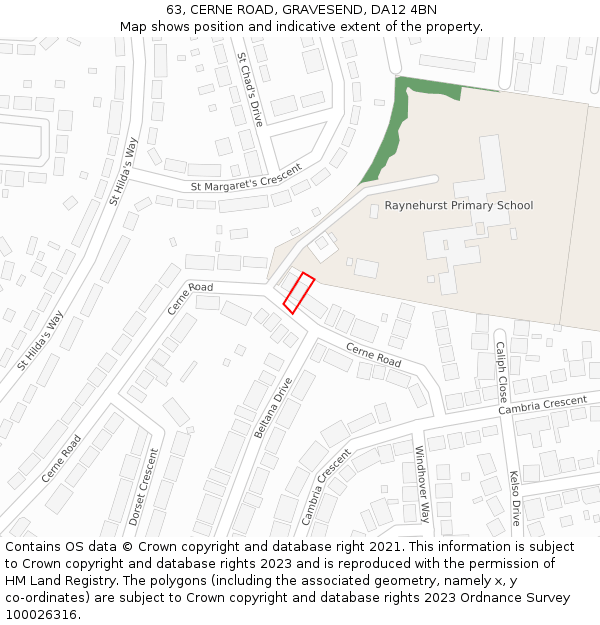 63, CERNE ROAD, GRAVESEND, DA12 4BN: Location map and indicative extent of plot