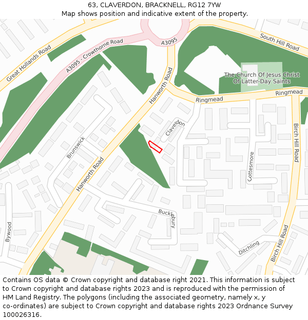 63, CLAVERDON, BRACKNELL, RG12 7YW: Location map and indicative extent of plot