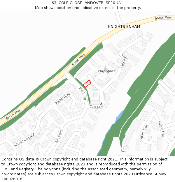 63, COLE CLOSE, ANDOVER, SP10 4NL: Location map and indicative extent of plot