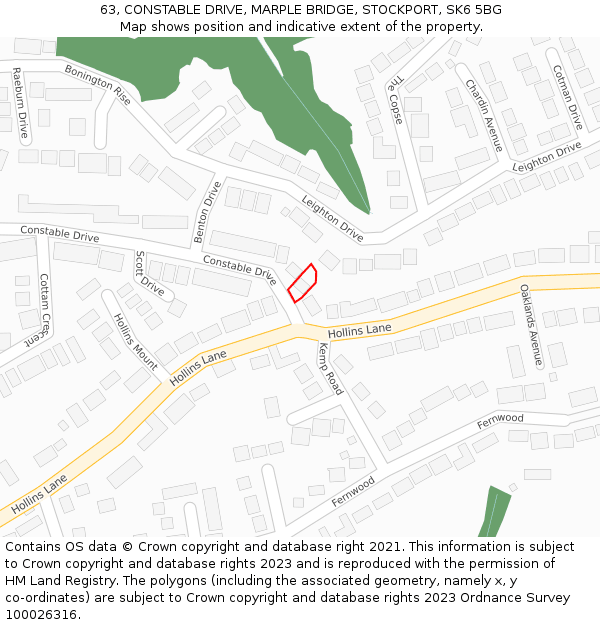 63, CONSTABLE DRIVE, MARPLE BRIDGE, STOCKPORT, SK6 5BG: Location map and indicative extent of plot