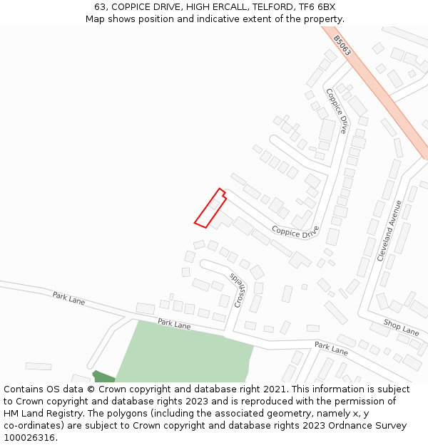 63, COPPICE DRIVE, HIGH ERCALL, TELFORD, TF6 6BX: Location map and indicative extent of plot