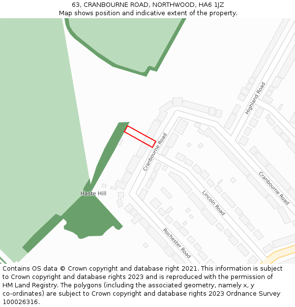 63, CRANBOURNE ROAD, NORTHWOOD, HA6 1JZ: Location map and indicative extent of plot