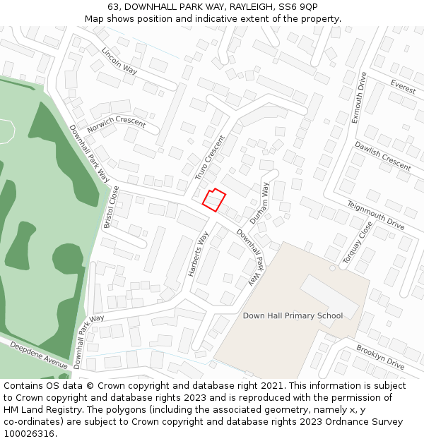 63, DOWNHALL PARK WAY, RAYLEIGH, SS6 9QP: Location map and indicative extent of plot