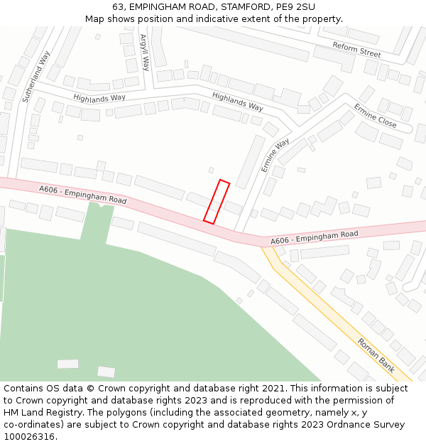 63, EMPINGHAM ROAD, STAMFORD, PE9 2SU: Location map and indicative extent of plot