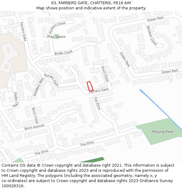 63, FARRIERS GATE, CHATTERIS, PE16 6AY: Location map and indicative extent of plot