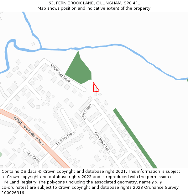 63, FERN BROOK LANE, GILLINGHAM, SP8 4FL: Location map and indicative extent of plot
