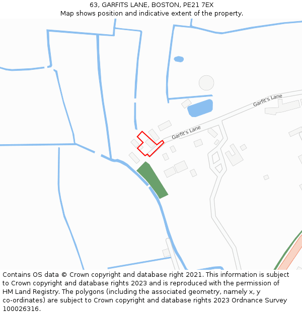 63, GARFITS LANE, BOSTON, PE21 7EX: Location map and indicative extent of plot