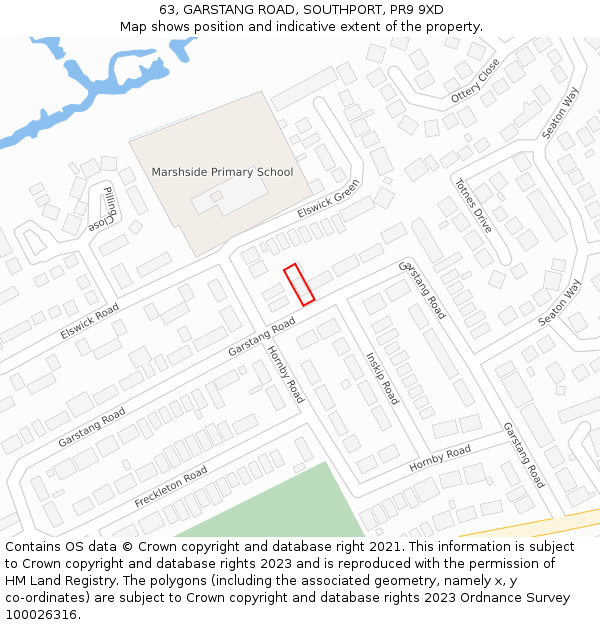 63, GARSTANG ROAD, SOUTHPORT, PR9 9XD: Location map and indicative extent of plot