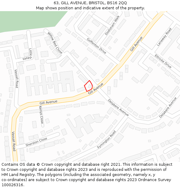 63, GILL AVENUE, BRISTOL, BS16 2QQ: Location map and indicative extent of plot