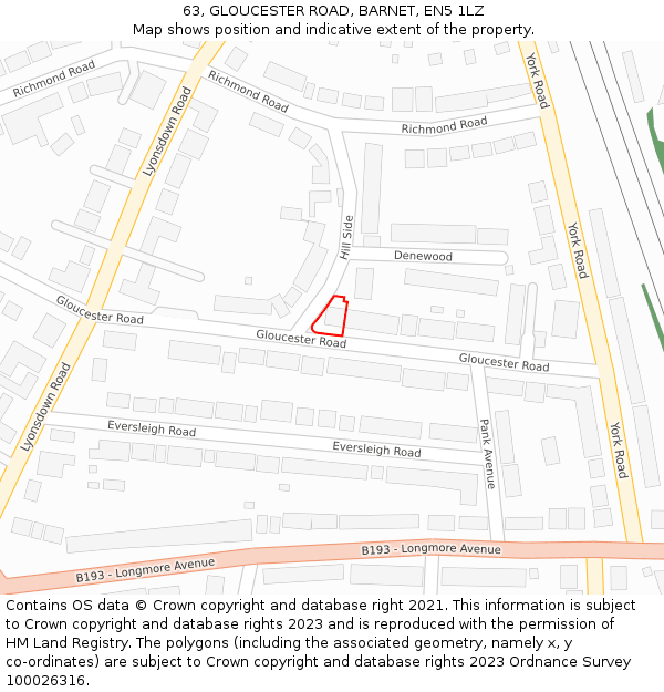 63, GLOUCESTER ROAD, BARNET, EN5 1LZ: Location map and indicative extent of plot