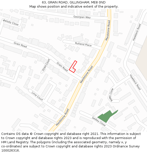 63, GRAIN ROAD, GILLINGHAM, ME8 0ND: Location map and indicative extent of plot