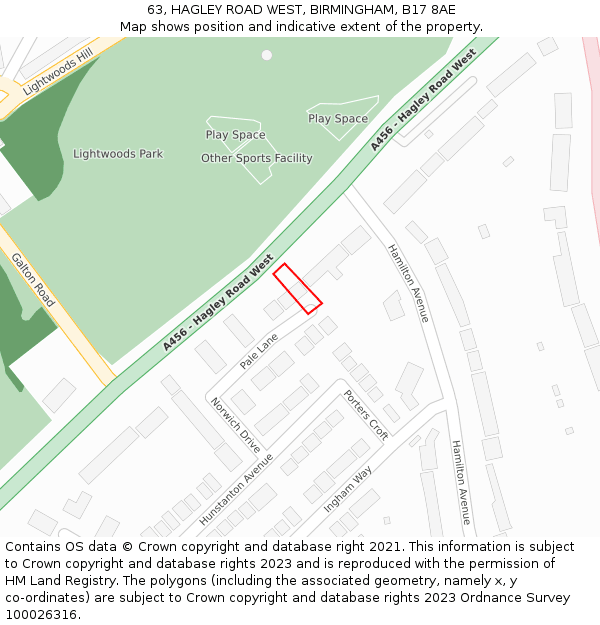 63, HAGLEY ROAD WEST, BIRMINGHAM, B17 8AE: Location map and indicative extent of plot
