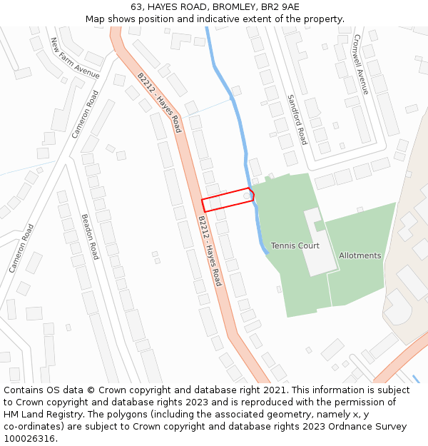 63, HAYES ROAD, BROMLEY, BR2 9AE: Location map and indicative extent of plot