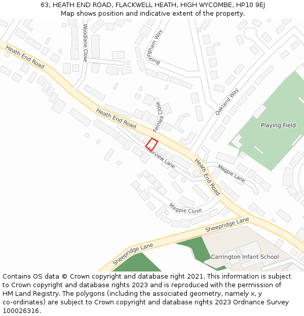 63, HEATH END ROAD, FLACKWELL HEATH, HIGH WYCOMBE, HP10 9EJ: Location map and indicative extent of plot