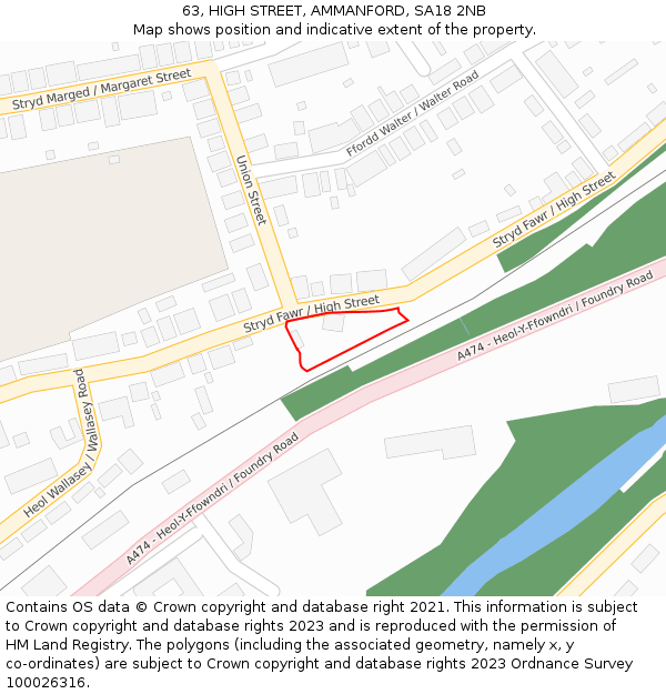 63, HIGH STREET, AMMANFORD, SA18 2NB: Location map and indicative extent of plot