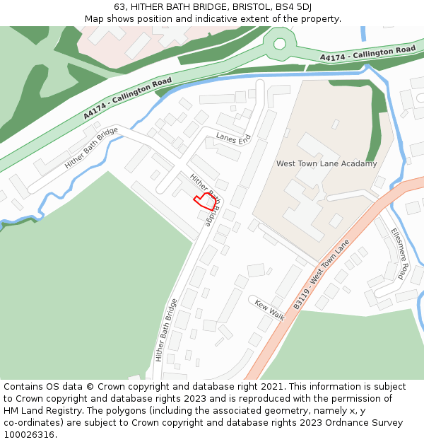 63, HITHER BATH BRIDGE, BRISTOL, BS4 5DJ: Location map and indicative extent of plot