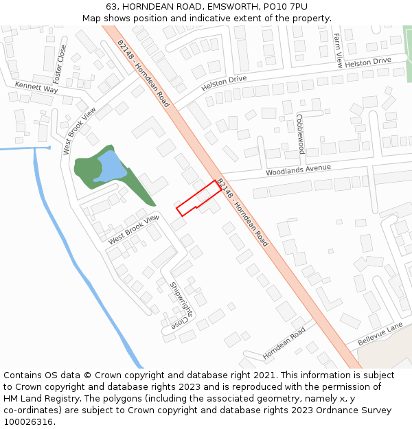 63, HORNDEAN ROAD, EMSWORTH, PO10 7PU: Location map and indicative extent of plot