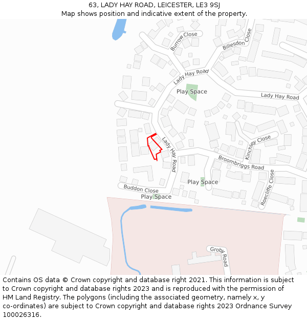 63, LADY HAY ROAD, LEICESTER, LE3 9SJ: Location map and indicative extent of plot