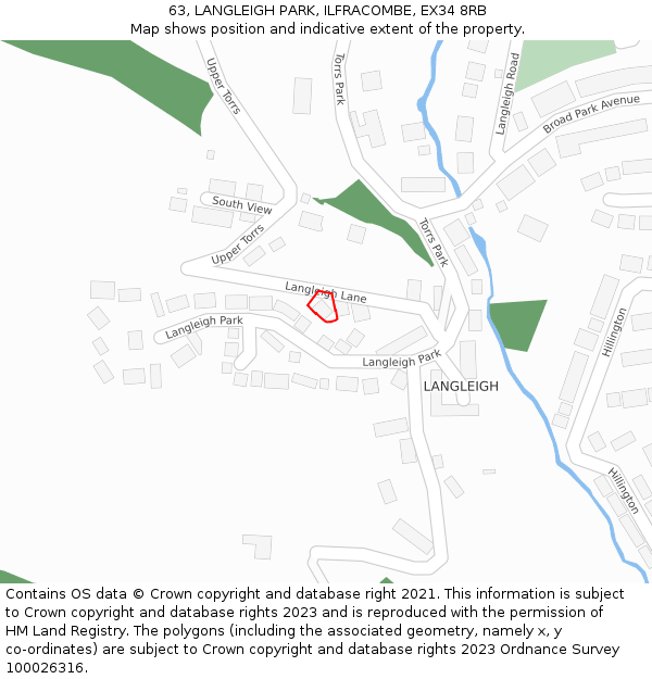 63, LANGLEIGH PARK, ILFRACOMBE, EX34 8RB: Location map and indicative extent of plot