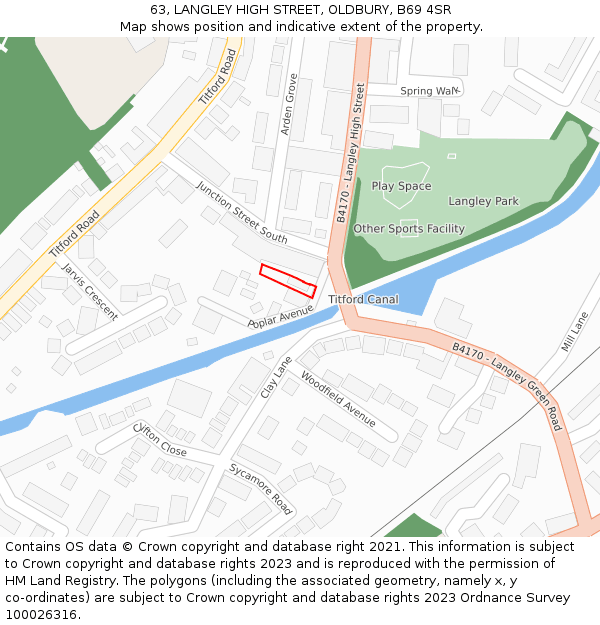 63, LANGLEY HIGH STREET, OLDBURY, B69 4SR: Location map and indicative extent of plot