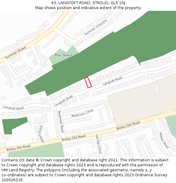 63, LANGTOFT ROAD, STROUD, GL5 1NJ: Location map and indicative extent of plot