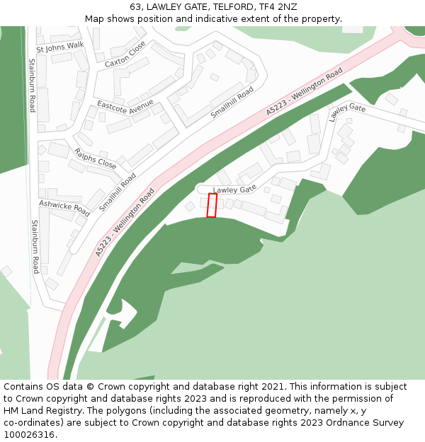 63, LAWLEY GATE, TELFORD, TF4 2NZ: Location map and indicative extent of plot