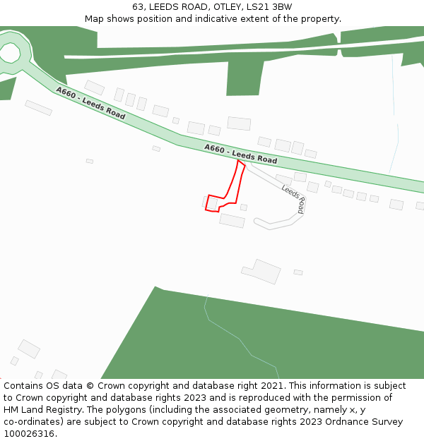 63, LEEDS ROAD, OTLEY, LS21 3BW: Location map and indicative extent of plot