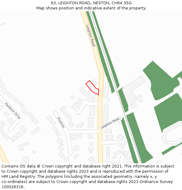 63, LEIGHTON ROAD, NESTON, CH64 3SG: Location map and indicative extent of plot