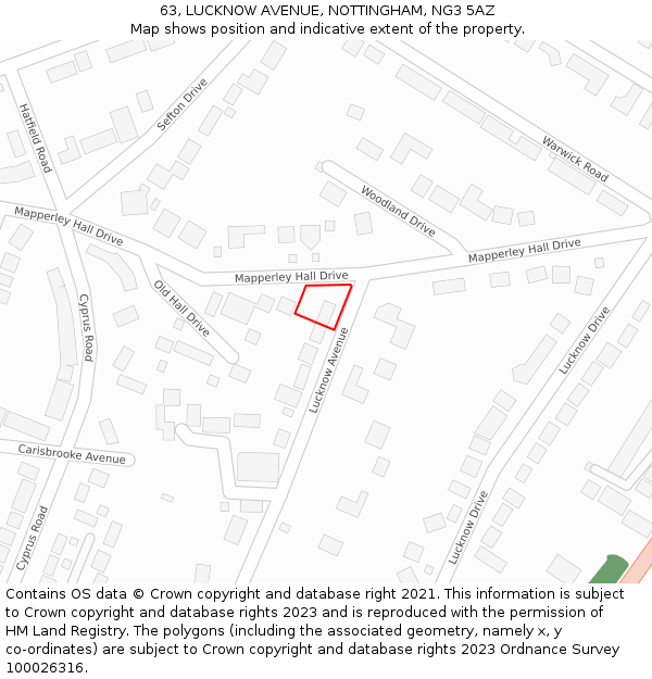 63, LUCKNOW AVENUE, NOTTINGHAM, NG3 5AZ: Location map and indicative extent of plot