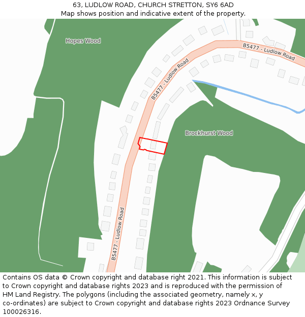 63, LUDLOW ROAD, CHURCH STRETTON, SY6 6AD: Location map and indicative extent of plot