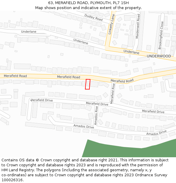 63, MERAFIELD ROAD, PLYMOUTH, PL7 1SH: Location map and indicative extent of plot