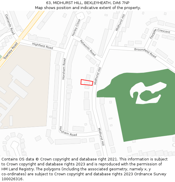 63, MIDHURST HILL, BEXLEYHEATH, DA6 7NP: Location map and indicative extent of plot