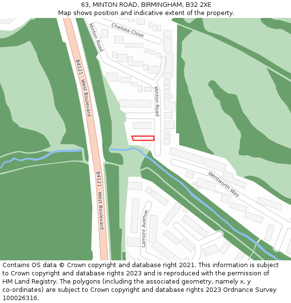 63, MINTON ROAD, BIRMINGHAM, B32 2XE: Location map and indicative extent of plot