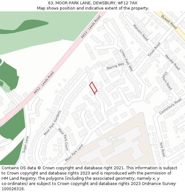 63, MOOR PARK LANE, DEWSBURY, WF12 7AX: Location map and indicative extent of plot