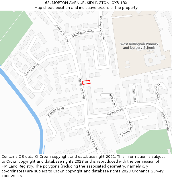 63, MORTON AVENUE, KIDLINGTON, OX5 1BX: Location map and indicative extent of plot