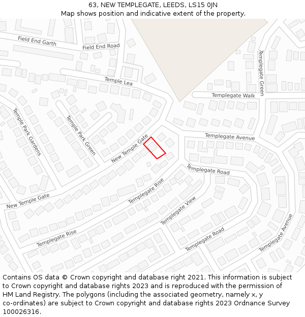 63, NEW TEMPLEGATE, LEEDS, LS15 0JN: Location map and indicative extent of plot