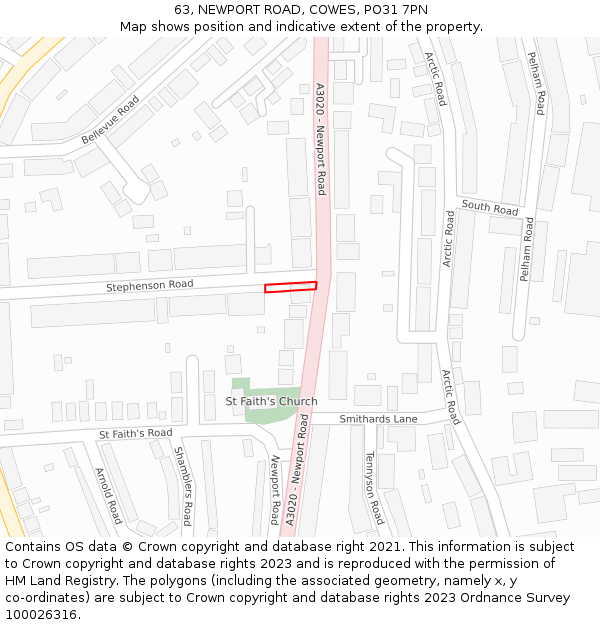 63, NEWPORT ROAD, COWES, PO31 7PN: Location map and indicative extent of plot