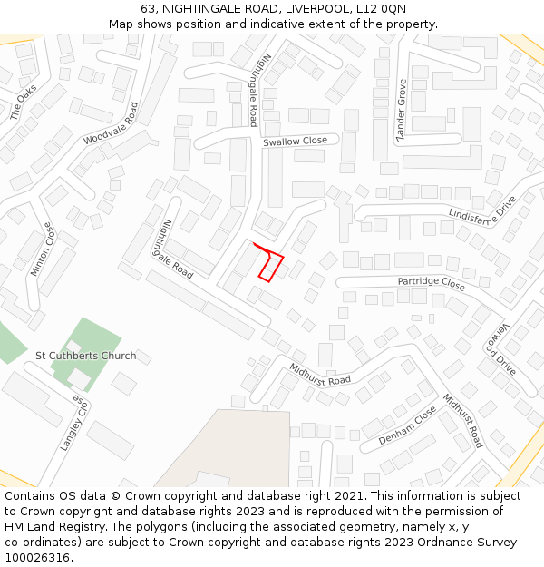 63, NIGHTINGALE ROAD, LIVERPOOL, L12 0QN: Location map and indicative extent of plot