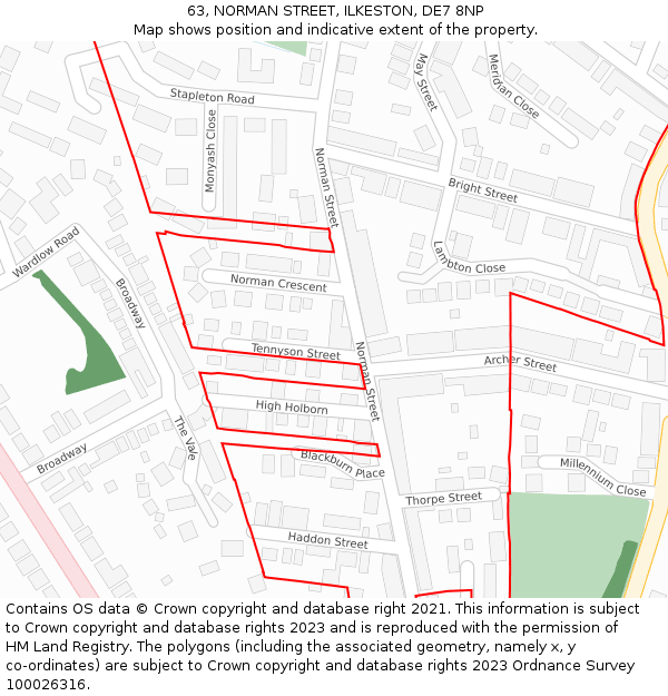 63, NORMAN STREET, ILKESTON, DE7 8NP: Location map and indicative extent of plot