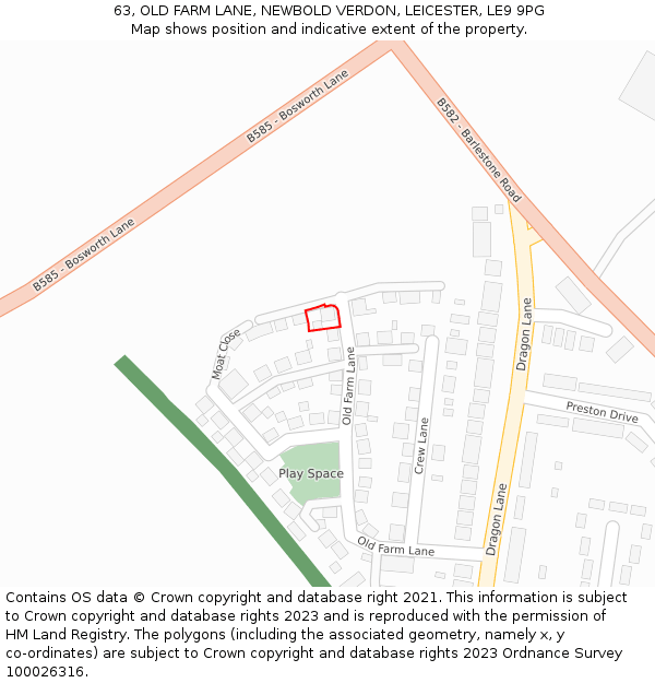 63, OLD FARM LANE, NEWBOLD VERDON, LEICESTER, LE9 9PG: Location map and indicative extent of plot