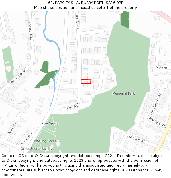 63, PARC TYISHA, BURRY PORT, SA16 0RR: Location map and indicative extent of plot