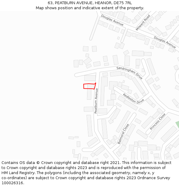 63, PEATBURN AVENUE, HEANOR, DE75 7RL: Location map and indicative extent of plot