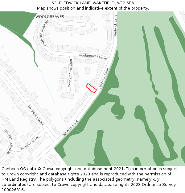 63, PLEDWICK LANE, WAKEFIELD, WF2 6EA: Location map and indicative extent of plot