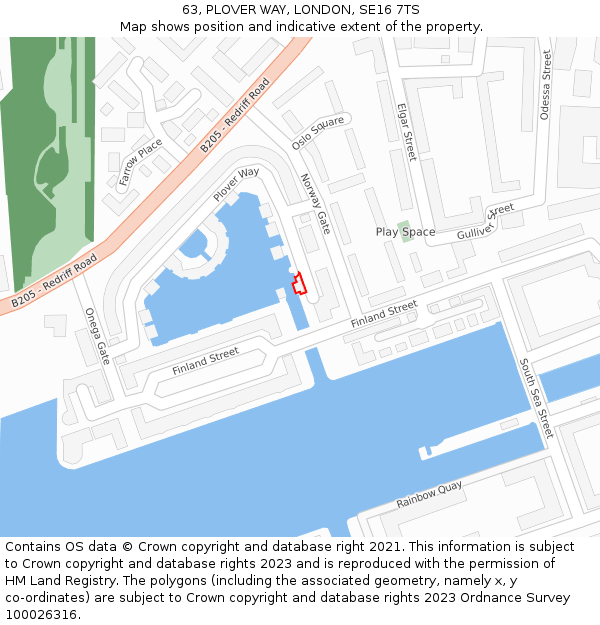 63, PLOVER WAY, LONDON, SE16 7TS: Location map and indicative extent of plot