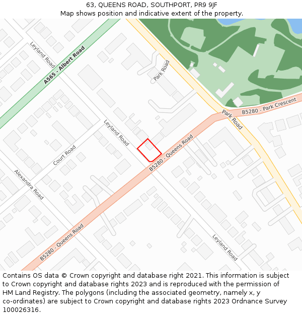 63, QUEENS ROAD, SOUTHPORT, PR9 9JF: Location map and indicative extent of plot