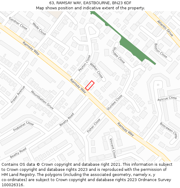 63, RAMSAY WAY, EASTBOURNE, BN23 6DF: Location map and indicative extent of plot