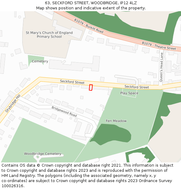 63, SECKFORD STREET, WOODBRIDGE, IP12 4LZ: Location map and indicative extent of plot