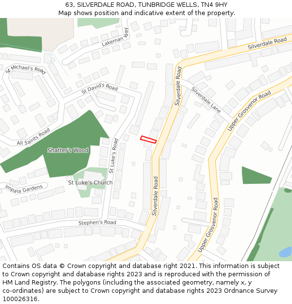 63, SILVERDALE ROAD, TUNBRIDGE WELLS, TN4 9HY: Location map and indicative extent of plot